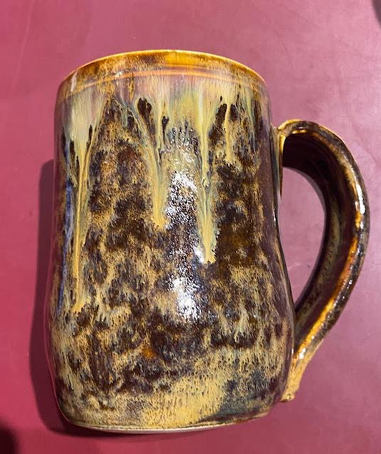 Handmade Pottery Mug with  cool paint design