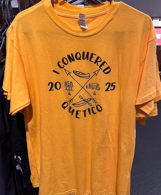 orange "I Conquered Quetico" t-shirt