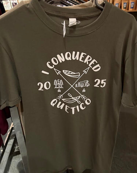 Military Green "I conquered Quetico" t-shirt